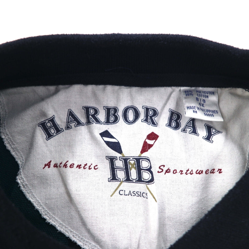 90年代 HARBOR BAY マルチストライプ ポロシャツ 4XL BIG ネイビー コットン ビッグサイズ