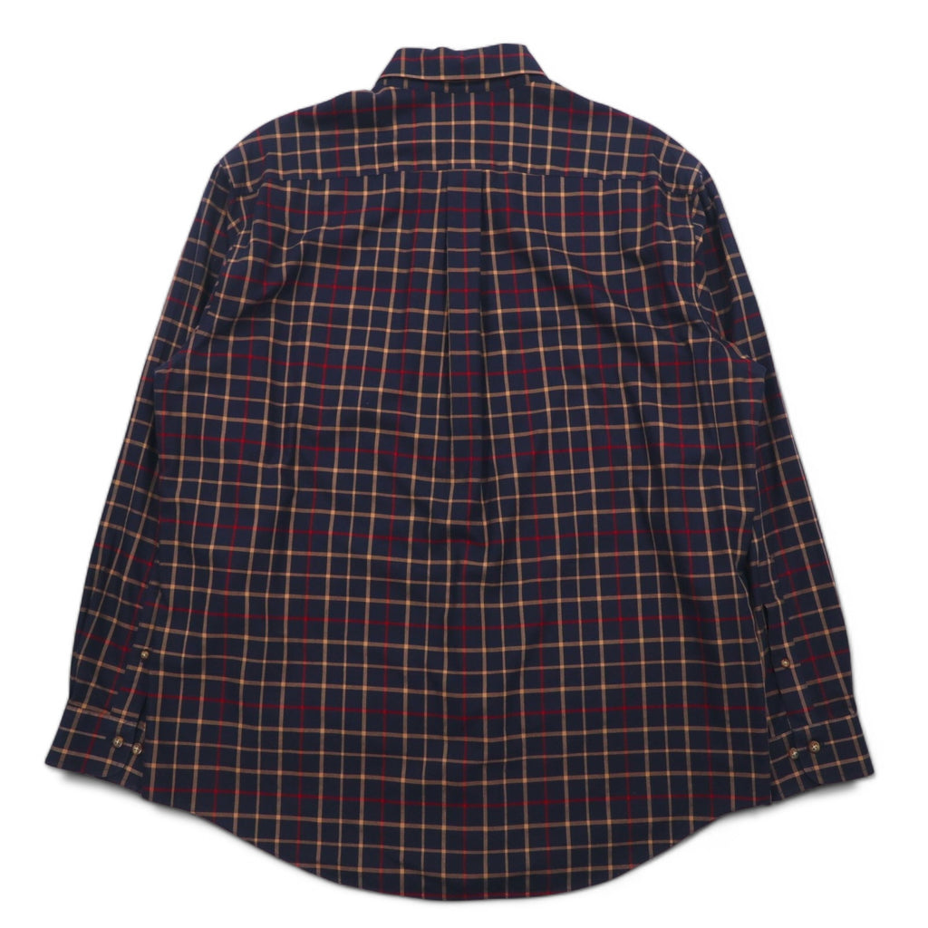 Brooks Brothers 346 Button-Down Shirt, Large, Navy, Check, Cotton, Big Size, Non-Iron