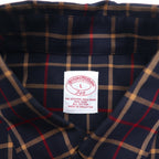 Brooks Brothers 346 Button-Down Shirt, Large, Navy, Check, Cotton, Big Size, Non-Iron