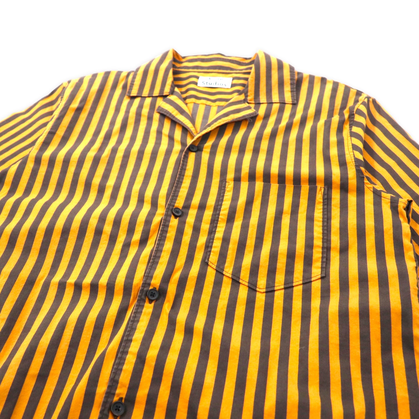 ACNE STUDIOS Short Sleeve Open Color Shirt 48 Orange Striped