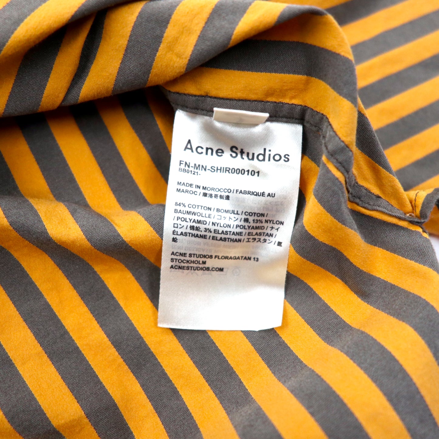 Acne Studios 半袖 オープンカラーシャツ 48 オレンジ ストライプ コットン ストレッチ FN-MN-SHIR000101 モロッコ製