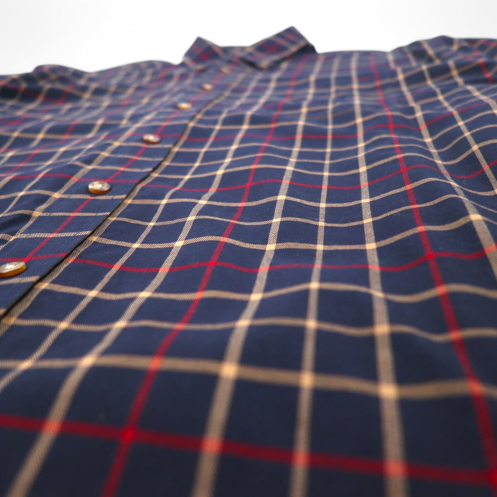 Brooks Brothers 346 Button-Down Shirt, Large, Navy, Check, Cotton, Big Size, Non-Iron