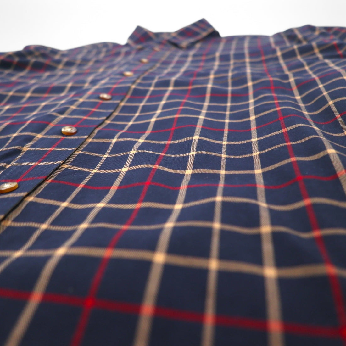 Brooks Brothers 346 Button-Down Shirt, Large, Navy, Check, Cotton, Big Size, Non-Iron