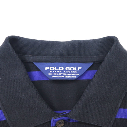 POLO GOLF RALPH LAUREN 90年代 ボーダー ポロシャツ M ブラック ブルー コットン 鹿の子 スモールポニー刺繍