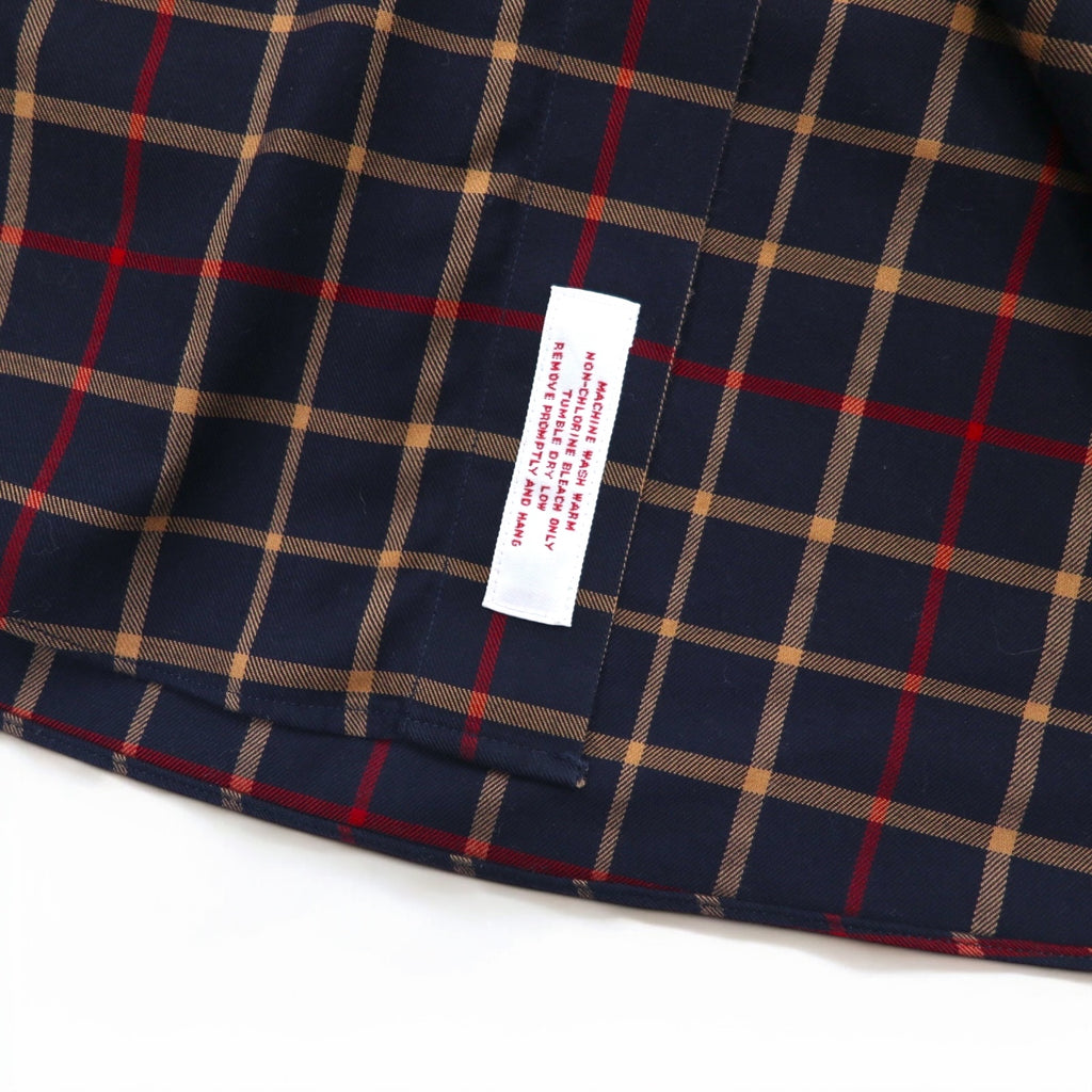 Brooks Brothers 346 Button-Down Shirt, Large, Navy, Check, Cotton, Big Size, Non-Iron