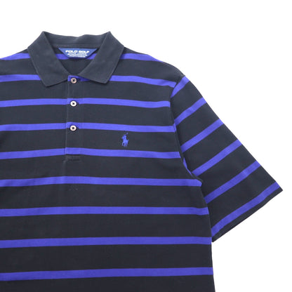 POLO GOLF RALPH LAUREN 90年代 ボーダー ポロシャツ M ブラック ブルー コットン 鹿の子 スモールポニー刺繍