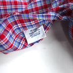 RALPH LAUREN ボタンダウンシャツ L ブルー レッド チェック コットン スモールポニー刺繍