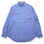POLO RALPH LAUREN ワイドカラー ドレスシャツ L ブルー チェック コットン