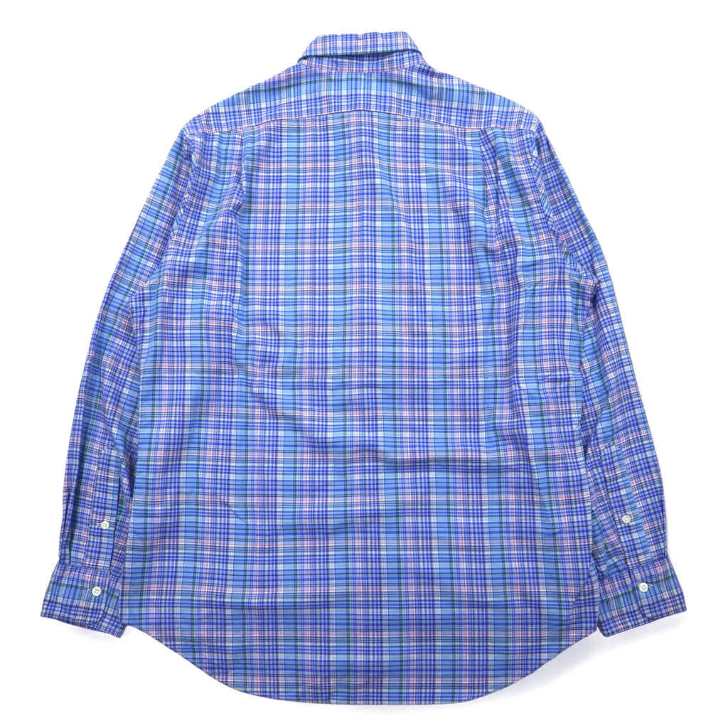 POLO RALPH LAUREN ワイドカラー ドレスシャツ L ブルー チェック コットン
