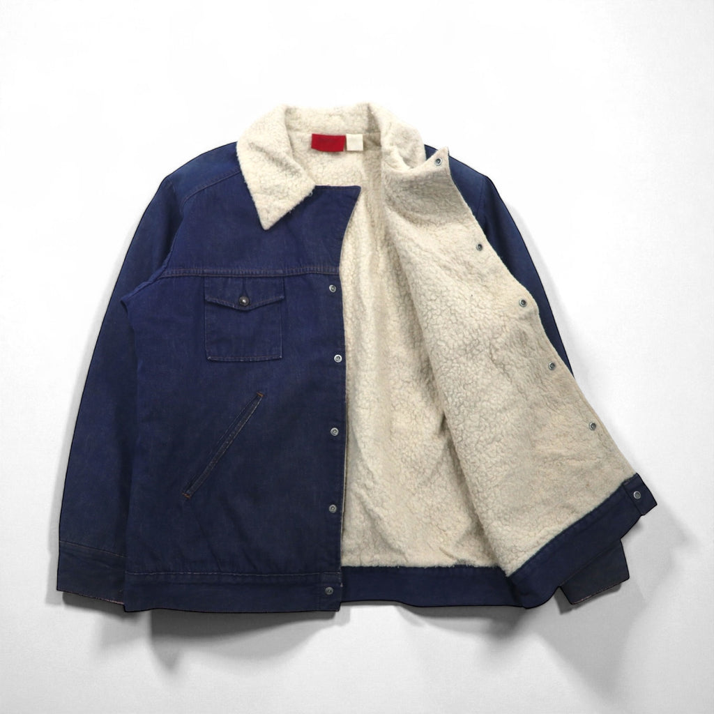Dickies 80s Vintage Lunch Coat with Fleece Lining, Denim Jacket, XL, Indigo