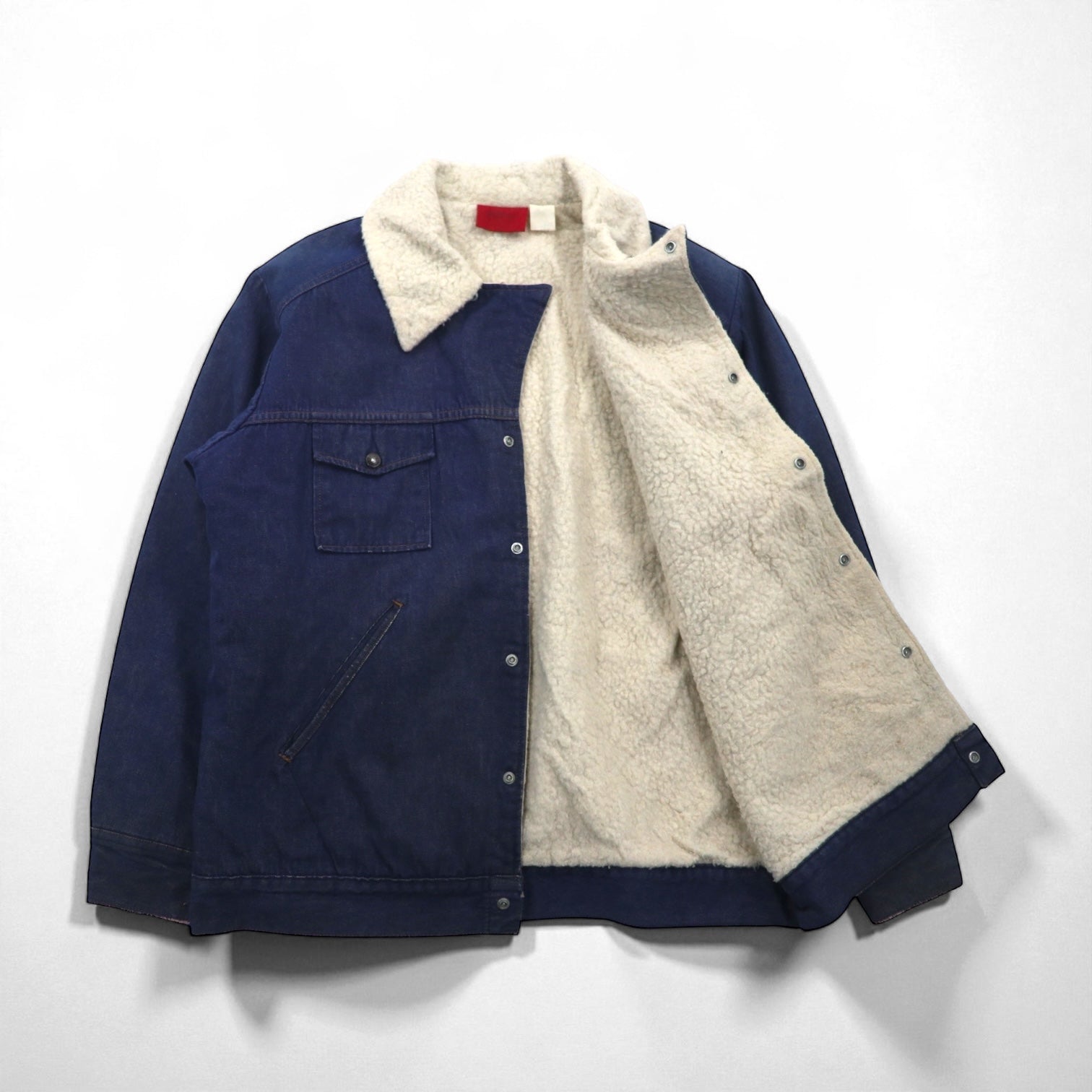 Dickies 80s Vintage Lunch Coat with Fleece Lining, Denim Jacket, XL, Indigo