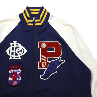 POLO RALPH LAUREN ウイングフット Pワッペン トラックジャケット スタジャン ジャージ M ネイビー コットン