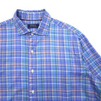 POLO RALPH LAUREN ワイドカラー ドレスシャツ L ブルー チェック コットン