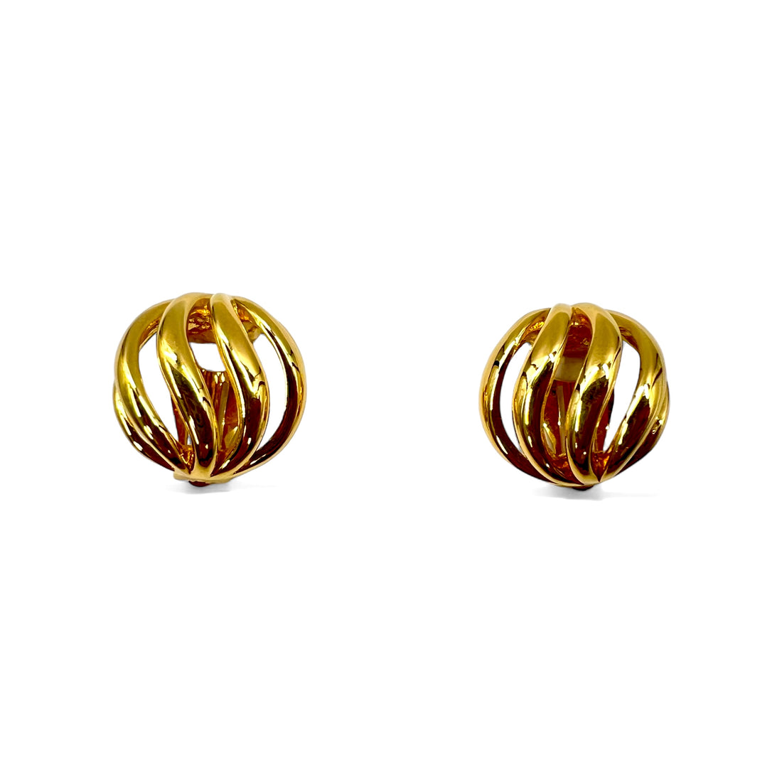 日本然リトテ-古着オンライン-NINA RICCI レトロ イヤリング ゴールド ラウンド ウェーブ ヴィンテージ-NINA RICCI Retro Earrings Gold Round Wave Vintage