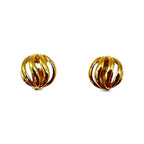 日本然リトテ-古着オンライン-NINA RICCI レトロ イヤリング ゴールド ラウンド ウェーブ ヴィンテージ-NINA RICCI Retro Earrings Gold Round Wave Vintage
