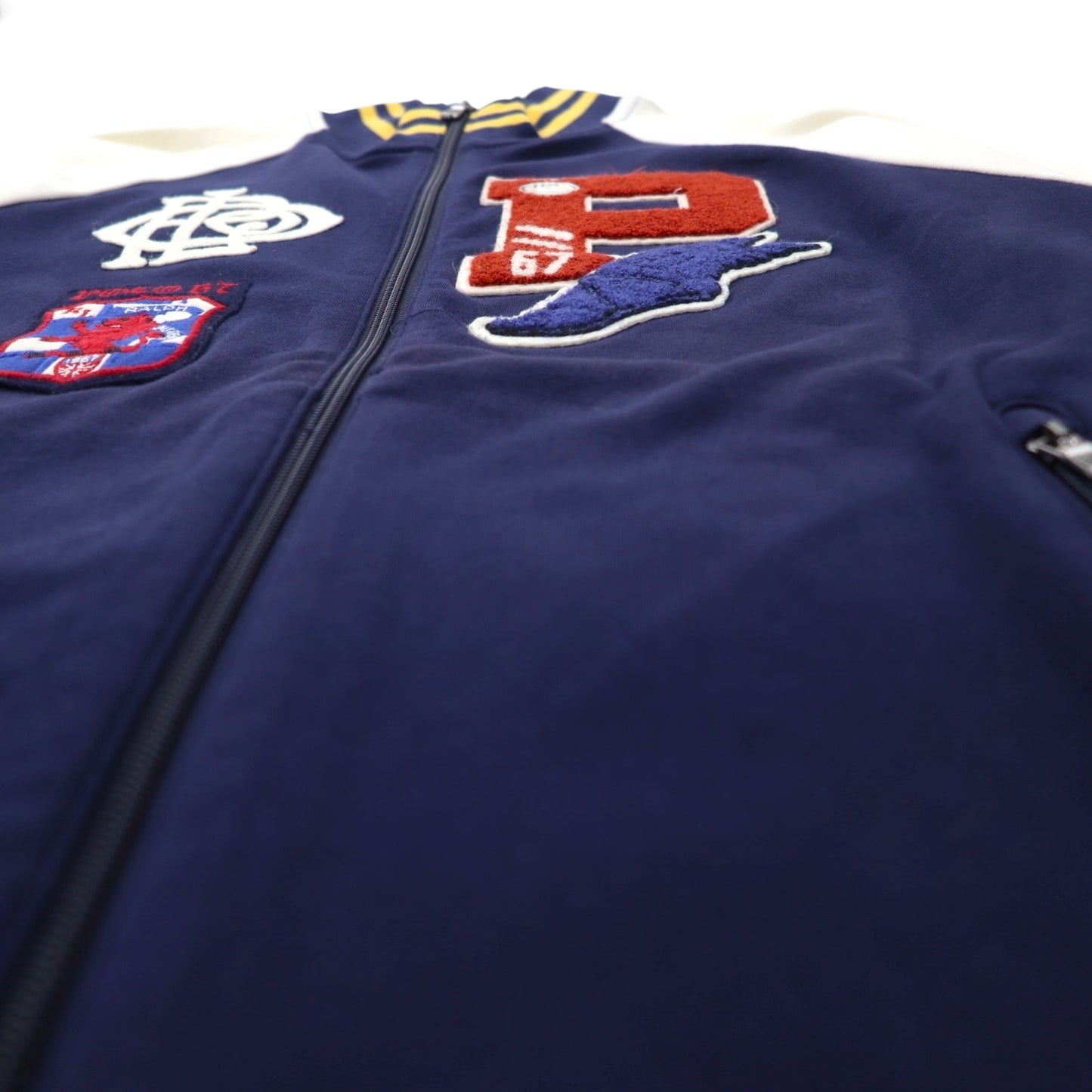 POLO RALPH LAUREN ウイングフット Pワッペン トラックジャケット スタジャン ジャージ M ネイビー コットン