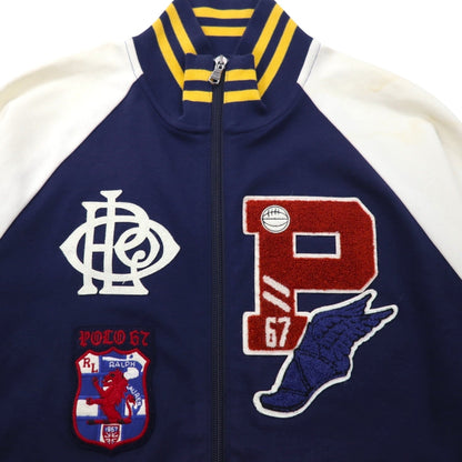 POLO RALPH LAUREN ウイングフット Pワッペン トラックジャケット スタジャン ジャージ M ネイビー コットン