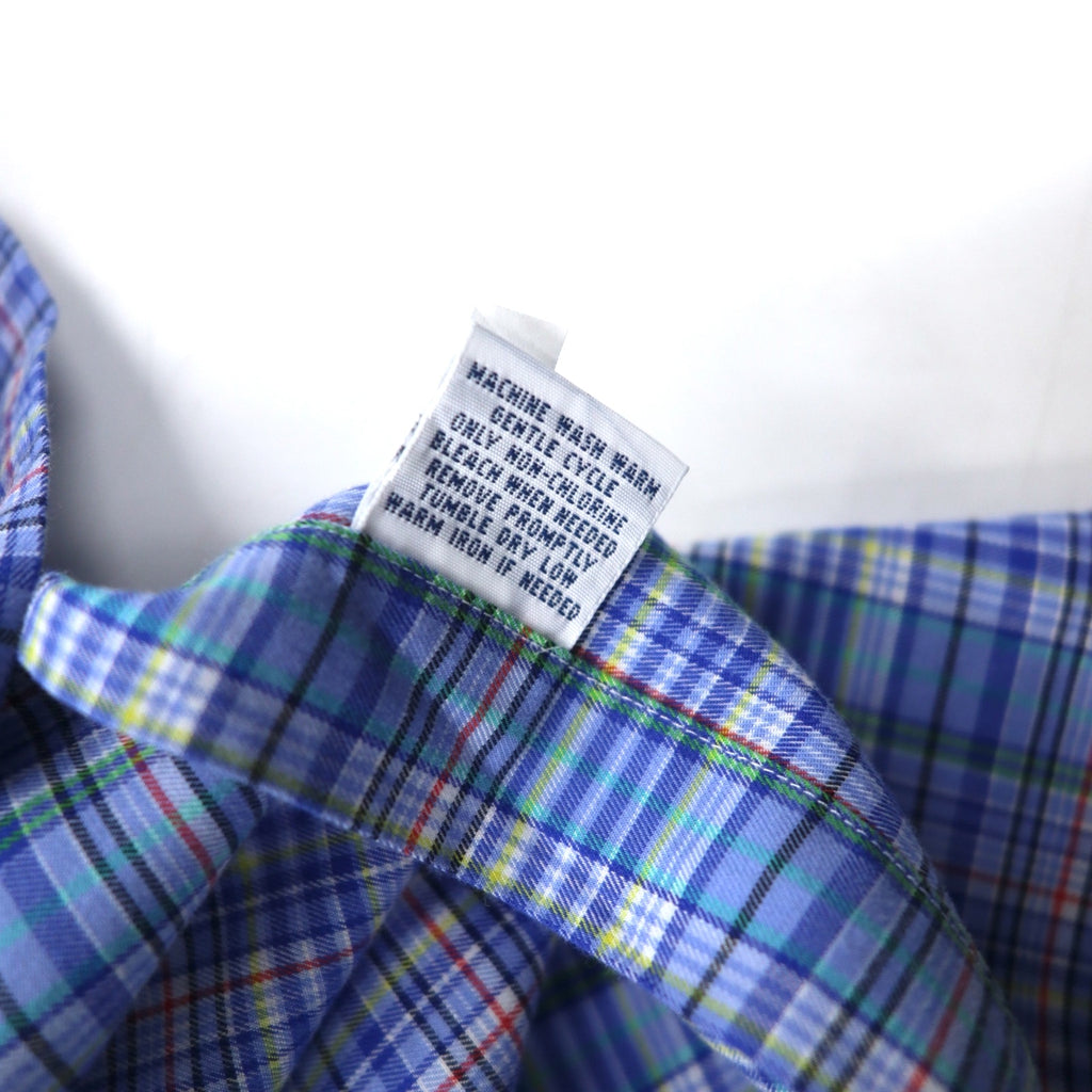 POLO RALPH LAUREN ワイドカラー ドレスシャツ L ブルー チェック コットン