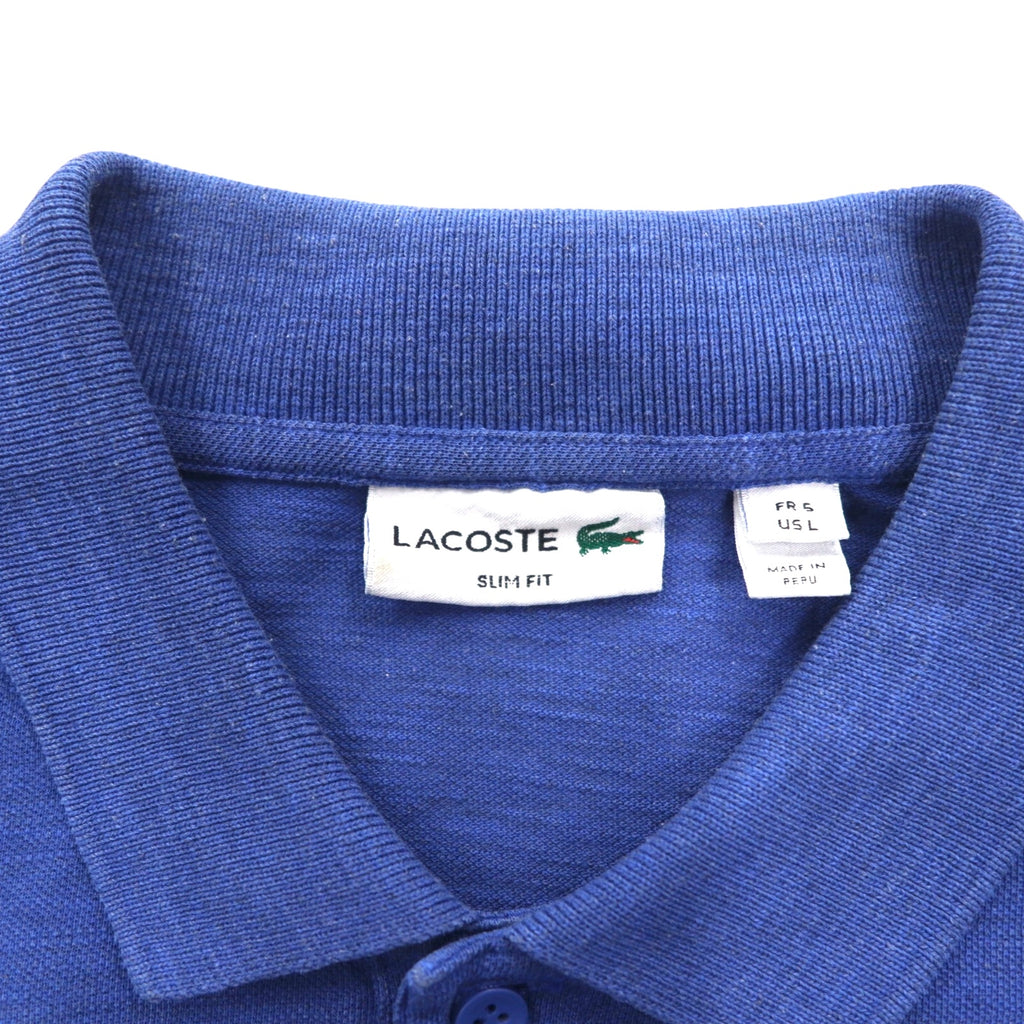 LACOSTE Slim Fit Polo Shirt L Blue Pique SLIM FIT One Point Logo FA10269 Made in Peru