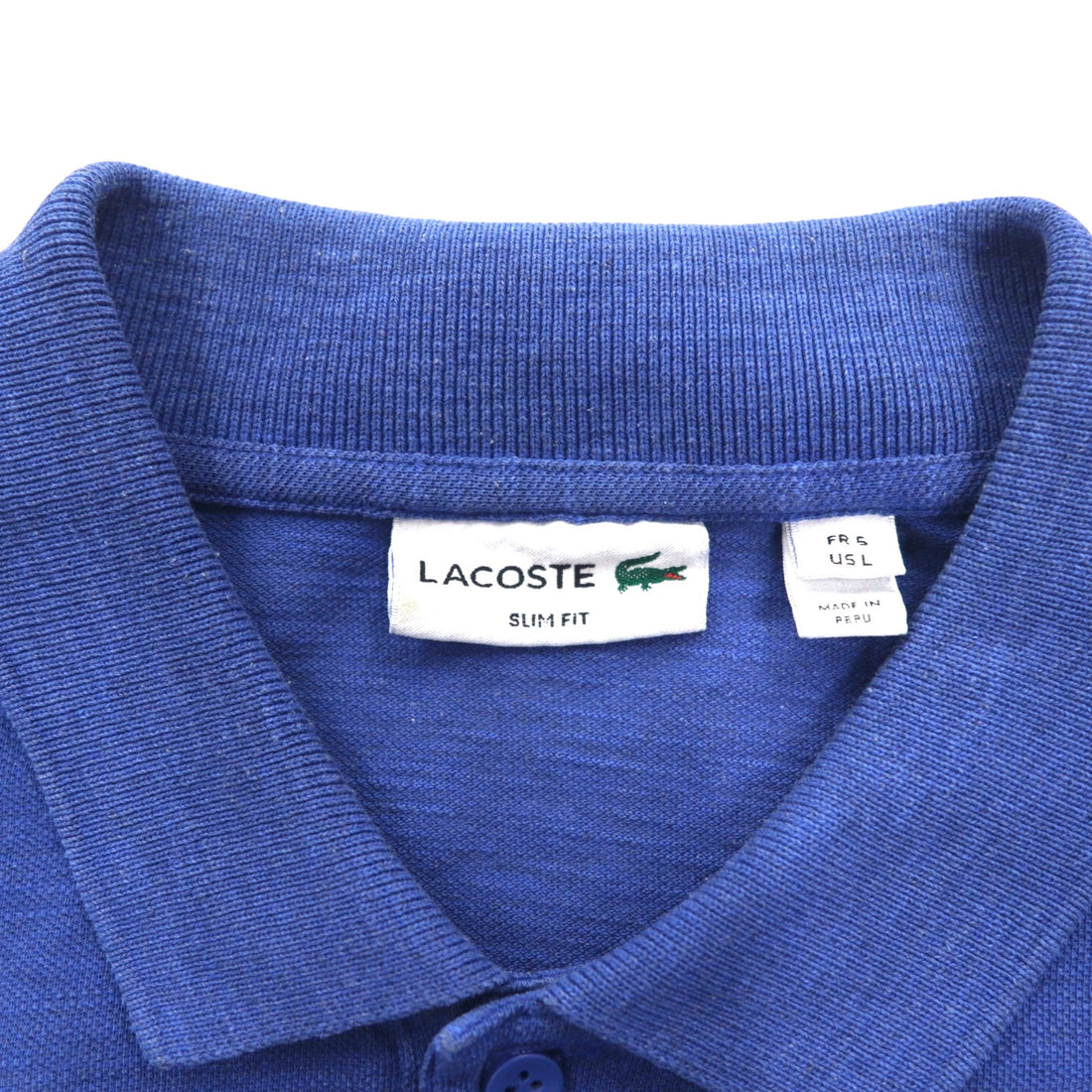 LACOSTE Slim Fit Polo Shirt L Blue Pique SLIM FIT One Point Logo FA10269 Made in Peru
