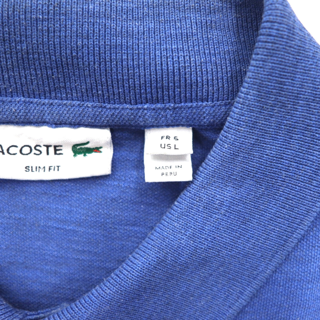 LACOSTE Slim Fit Polo Shirt L Blue Pique SLIM FIT One Point Logo FA10269 Made in Peru
