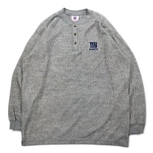 NFL ヘンリーネック ロングスリーブ Tシャツ ロンT L グレー コットン NY GIANTS