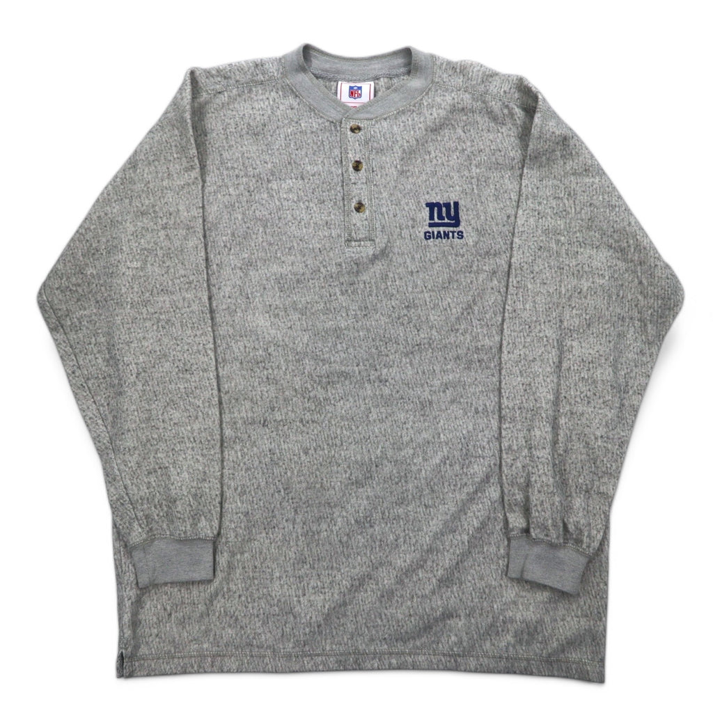 NFL ヘンリーネック ロングスリーブ Tシャツ ロンT L グレー コットン NY GIANTS