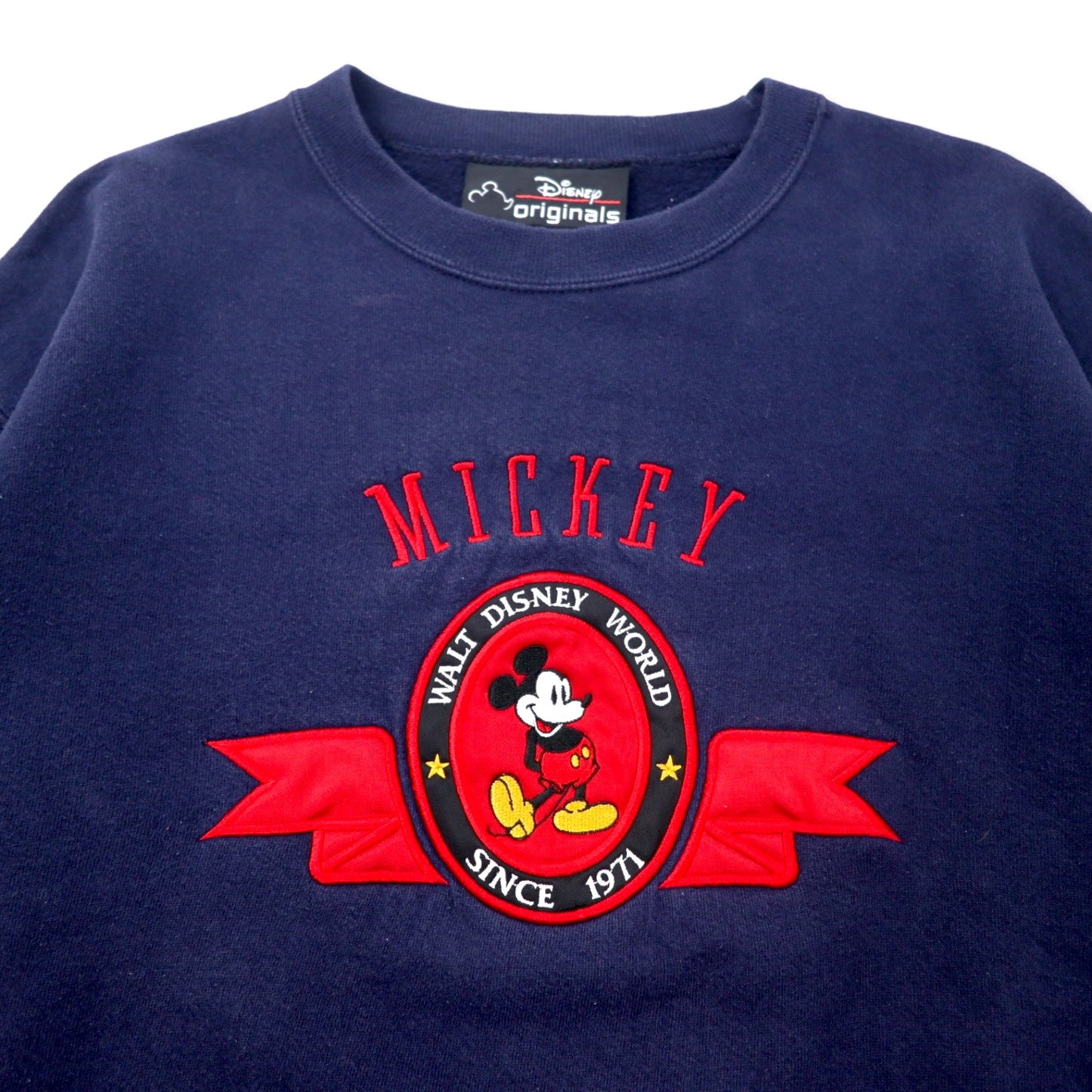 USA製 90年代 Disney originals キャラクター 刺繍 スウェット M ネイビー コットン MICKEY ミッキーマウス