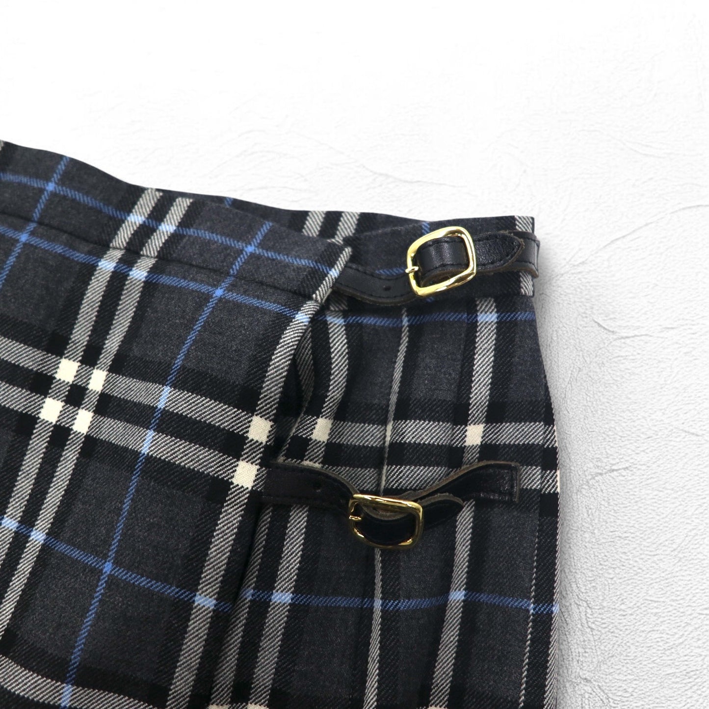 BURBERRYS ノバチェック ラップ プリーツ スカート L グレー ウール FXA14-068 日本製