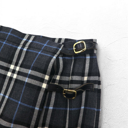 BURBERRYS ノバチェック ラップ プリーツ スカート L グレー ウール FXA14-068 日本製