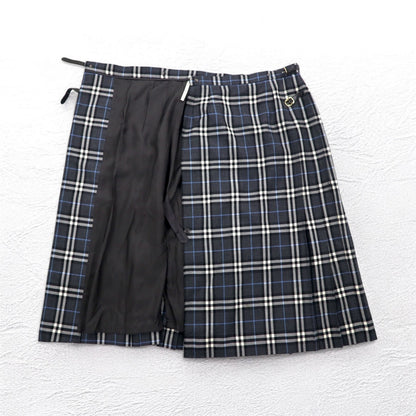 BURBERRYS ノバチェック ラップ プリーツ スカート L グレー ウール FXA14-068 日本製