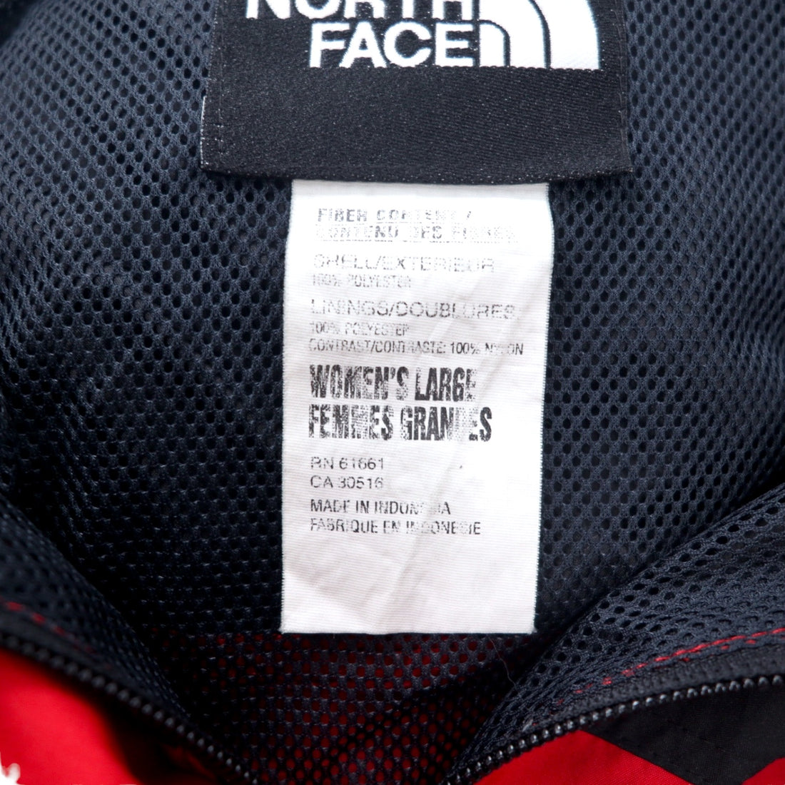 THE NORTH FACE 90s Mountain Parka L Red Black Polyester Mesh Liner Drawstring Double Zip