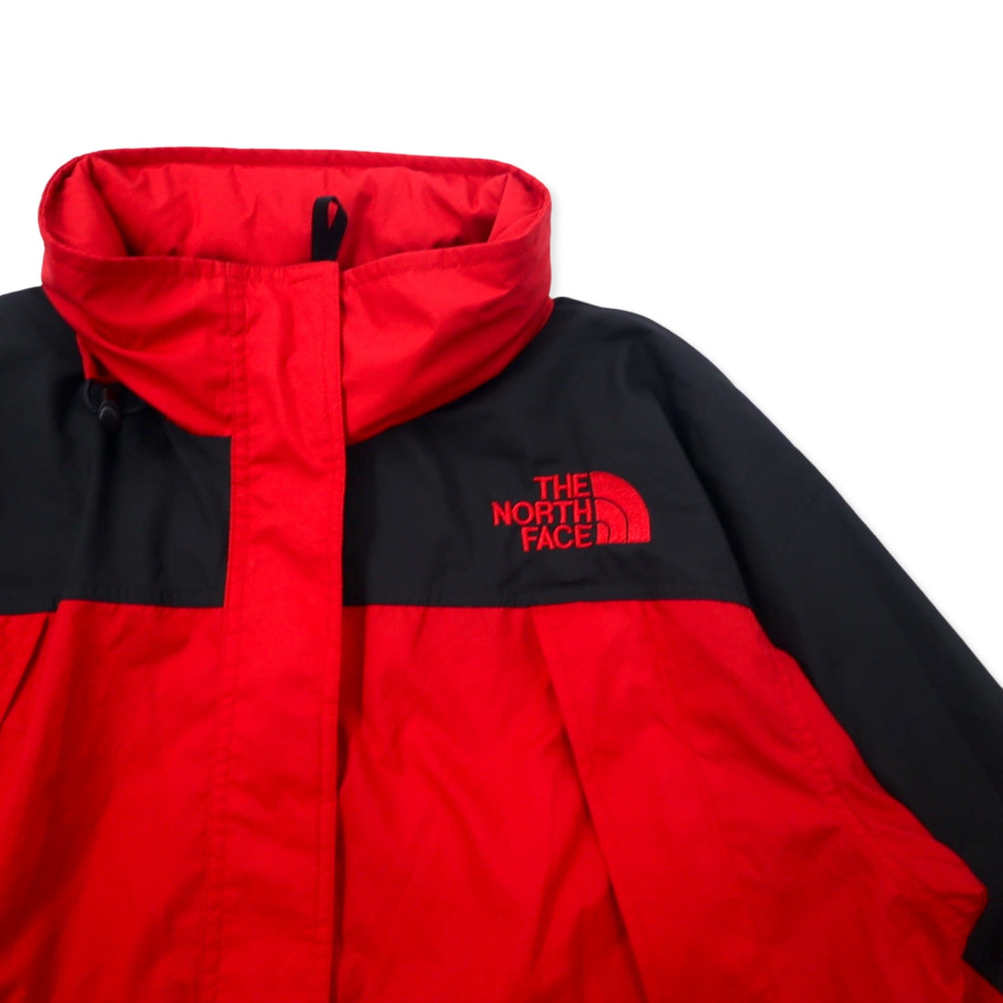 THE NORTH FACE 90s Mountain Parka L Red Black Polyester Mesh Liner Drawstring Double Zip