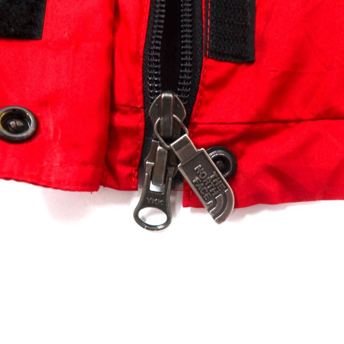 THE NORTH FACE 90s Mountain Parka L Red Black Polyester Mesh Liner Drawstring Double Zip