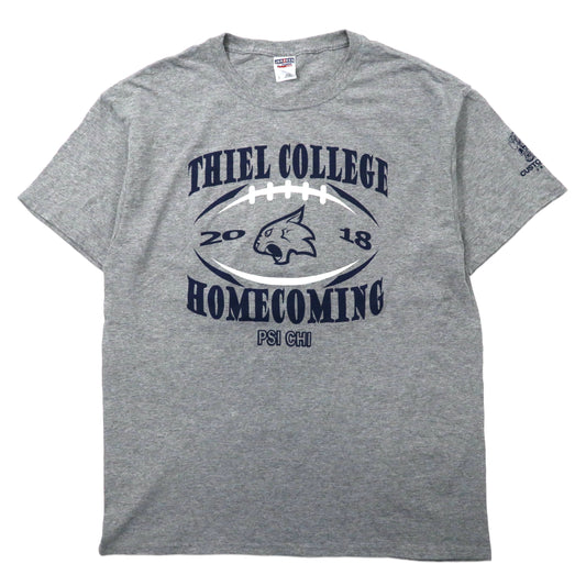 日本然リトテ-古着オンライン-JERZEES カレッジプリントTシャツ L グレー コットン THIEL COLLEGE-