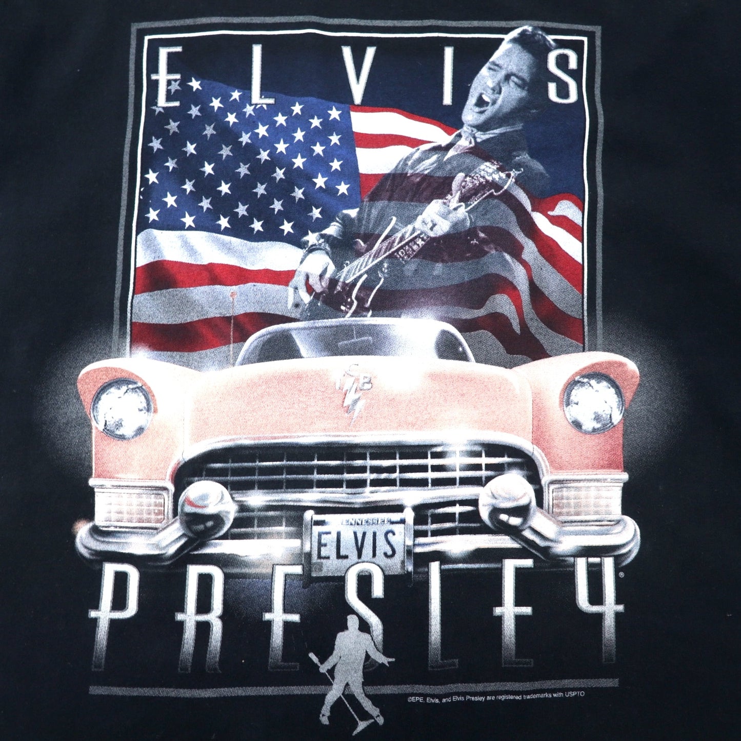 ELVIS PRESLEY エルヴィス プレスリー バンド Tシャツ XL ブラック コットン 星条旗 anvilボディ ビッグサイズ ホンジュラス製