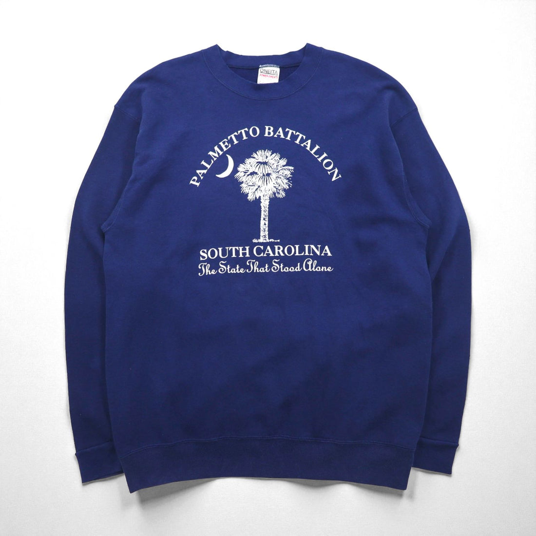 ONEITA 90s USA Vintage Sweatshirt, XL, Navy, POWER-SWEATS PALMETTO BATTALION, Made in the USA