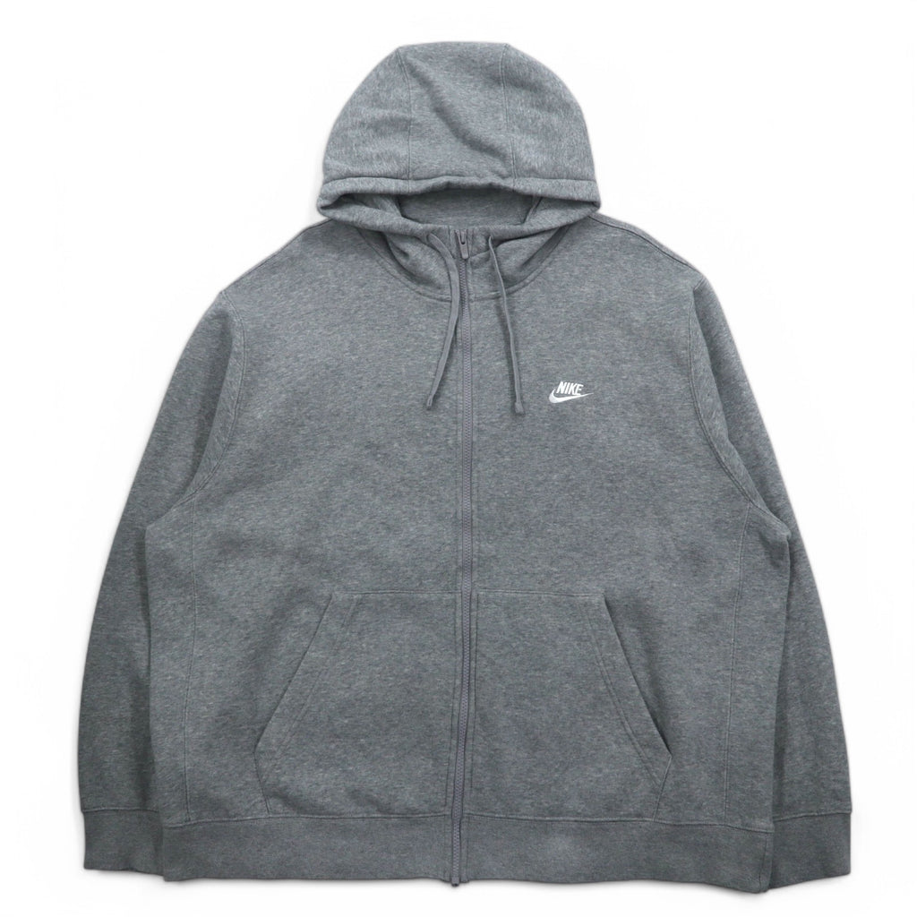 NIKE Club Fleece Full Zip Hoodie XXL Grey Swoosh CLUB FLEECE BV2645-063