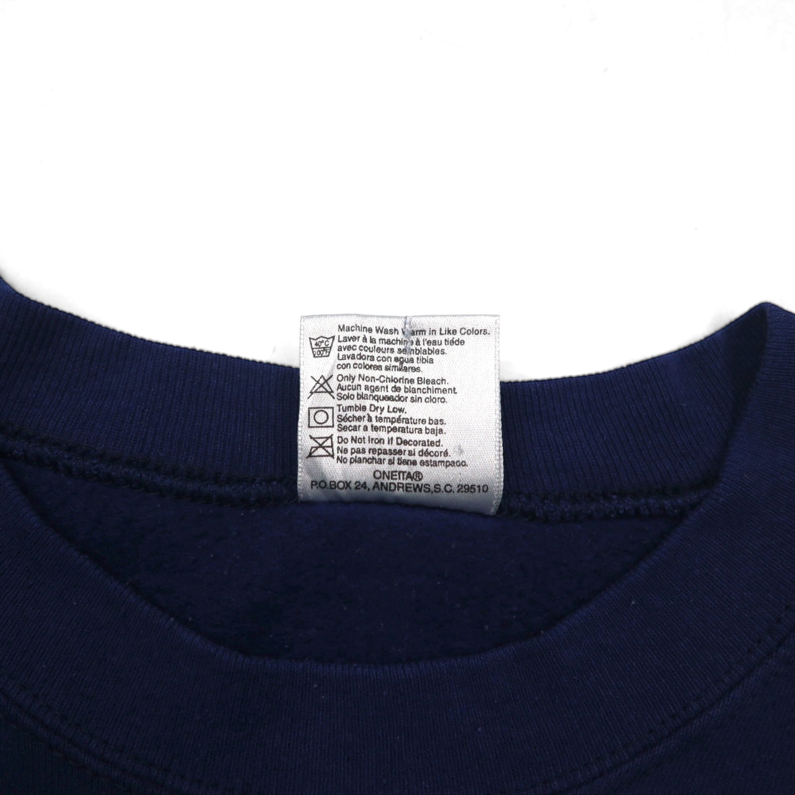 ONEITA 90s USA Vintage Sweatshirt, XL, Navy, POWER-SWEATS PALMETTO BATTALION, Made in the USA