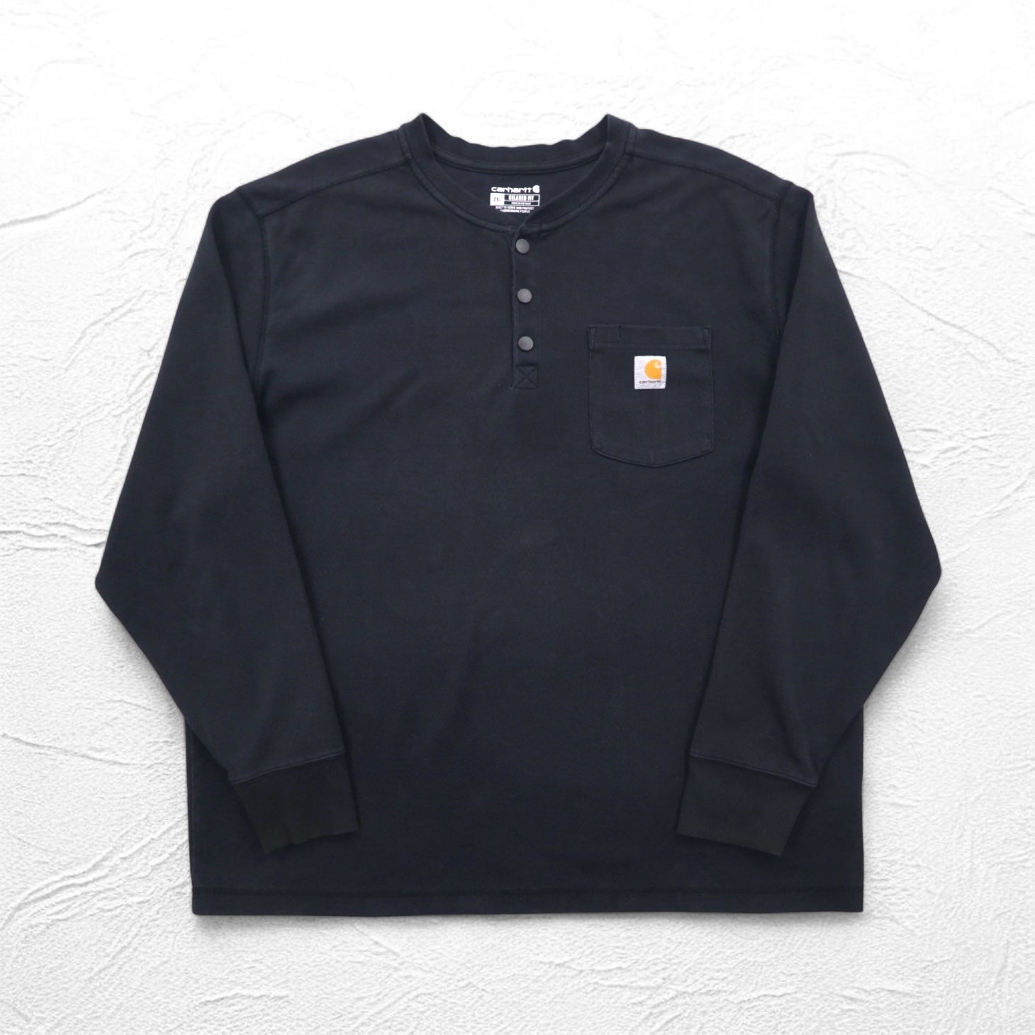 Carhartt Heavyweight Long Sleeve Thermal Henley T-Shirt 2XL Relaxed Fit Black 104429 TK4429