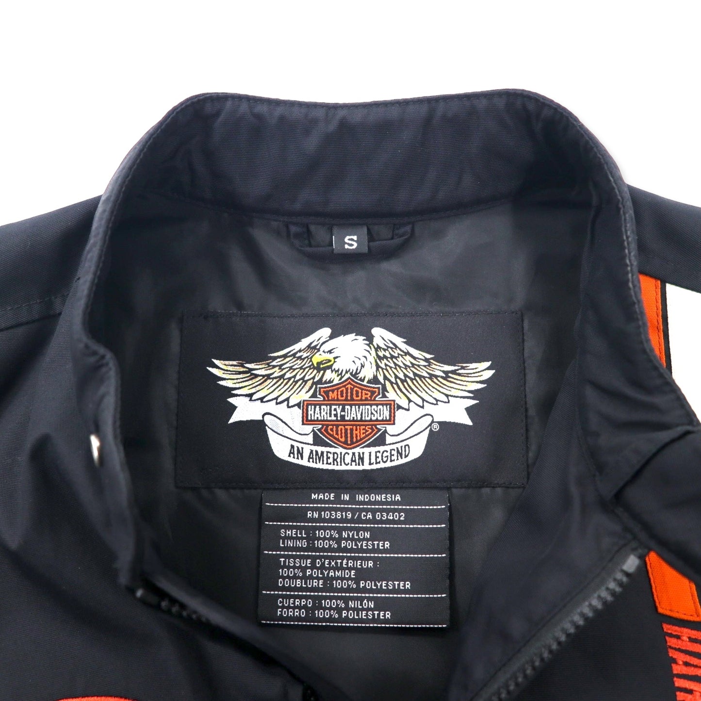 HARLEY DAVIDSON シングル ライダースジャケット レーシングジャケット S ブラック ナイロン