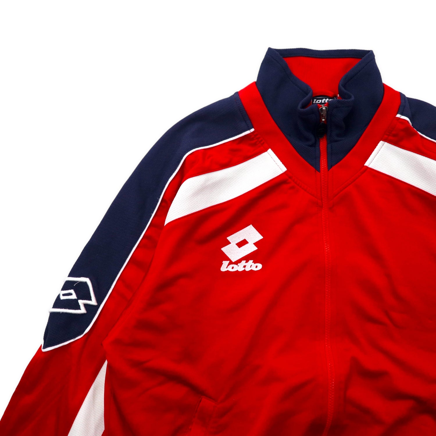 Lotto 90's TRACK JACKET Jersey XL Red polyester logo embroidery