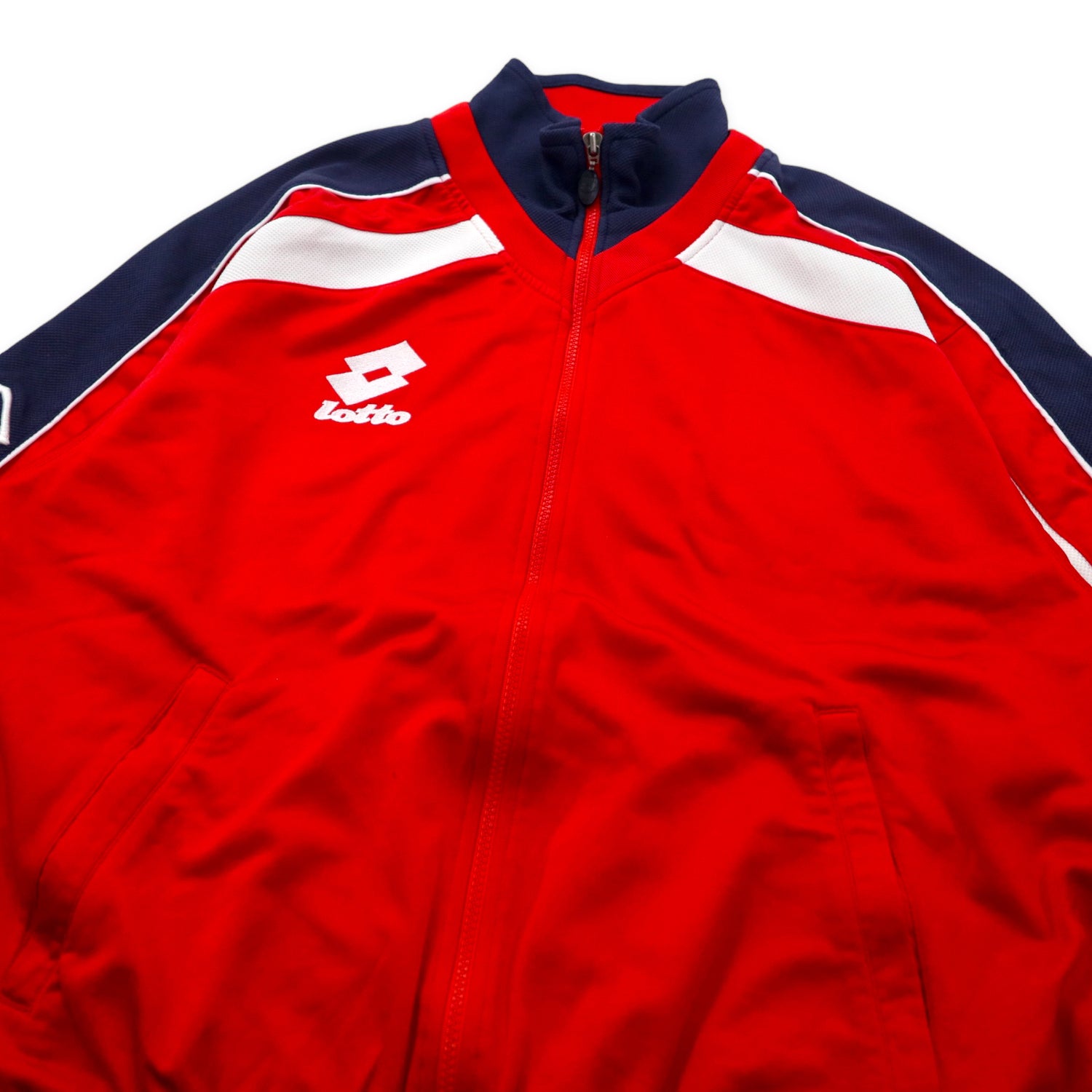 Lotto 90's TRACK JACKET Jersey XL Red polyester logo embroidery 