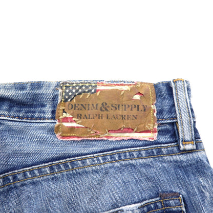 DENIM & SUPPLY RALPH LAUREN ダメージ加工 ストレート デニムパンツ L インディゴ ブルー