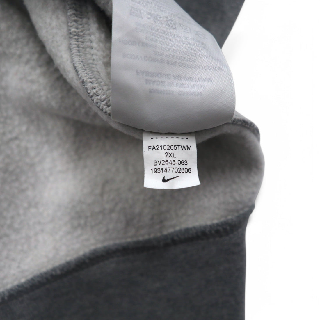 NIKE Club Fleece Full Zip Hoodie XXL Grey Swoosh CLUB FLEECE BV2645-063