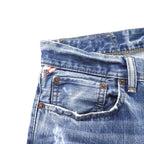 DENIM &amp; SUPPLY RALPH LAUREN Distressed Straight Denim Pants, Size L, Indigo and Blue