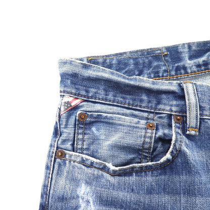 DENIM & SUPPLY RALPH LAUREN ダメージ加工 ストレート デニムパンツ L インディゴ ブルー