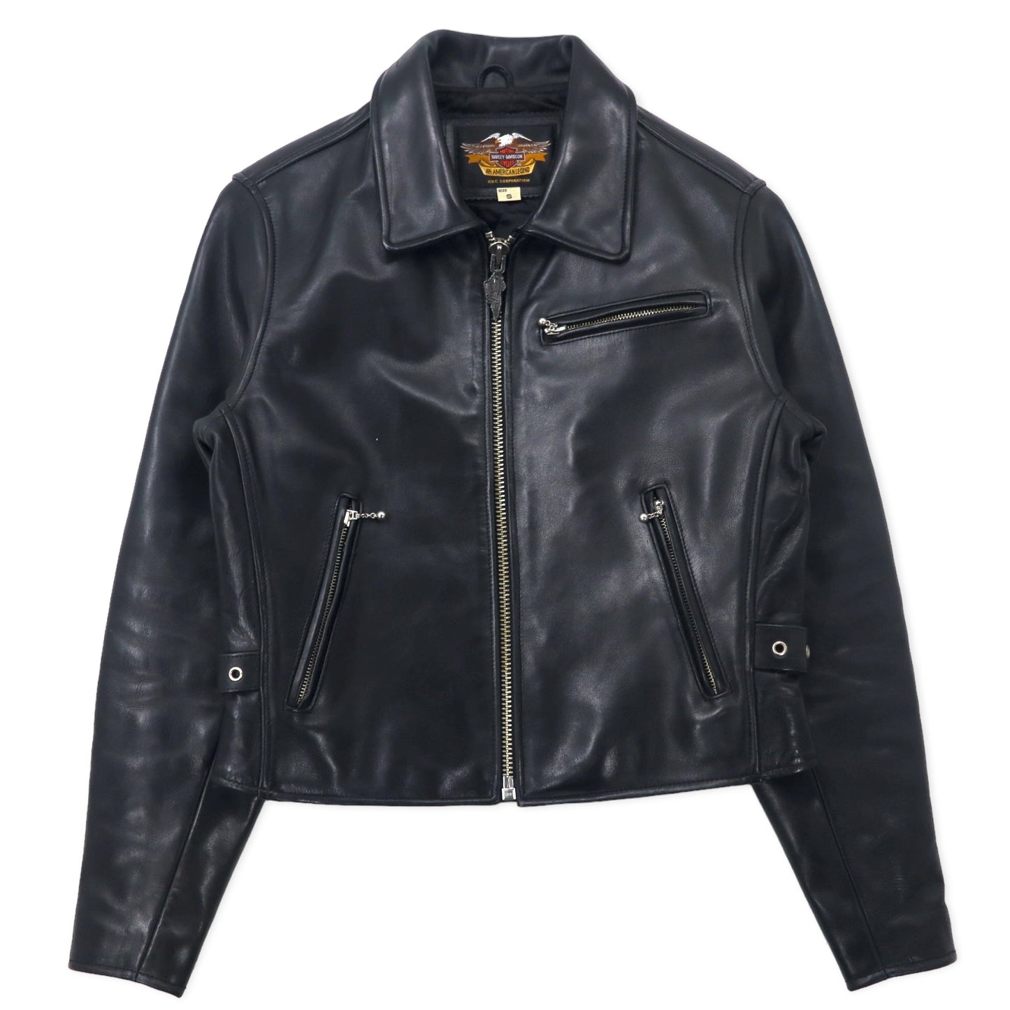 HARLEY DAVIDSON Single Riders Jacket Leather Jacket S Black Cowhide Quilted  Liner 40181