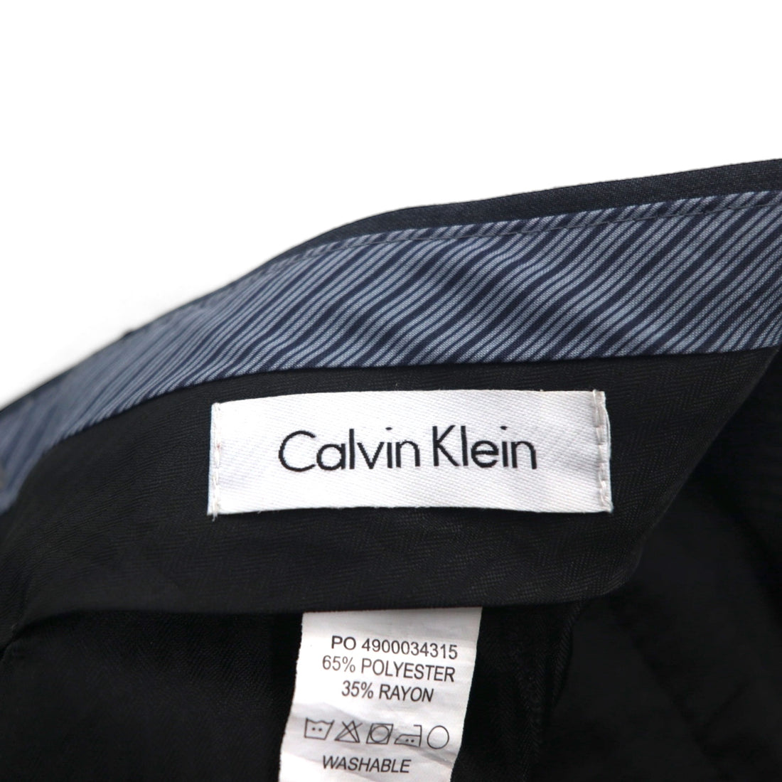 Calvin Klein スラックス パンツ L グレー ポリエステル ウォッシャブル