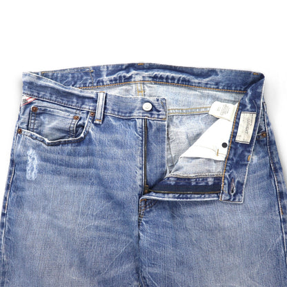DENIM & SUPPLY RALPH LAUREN ダメージ加工 ストレート デニムパンツ L インディゴ ブルー
